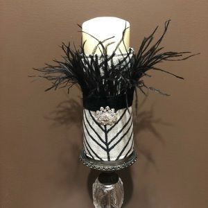 Candle Wrap with Ostrich feathers